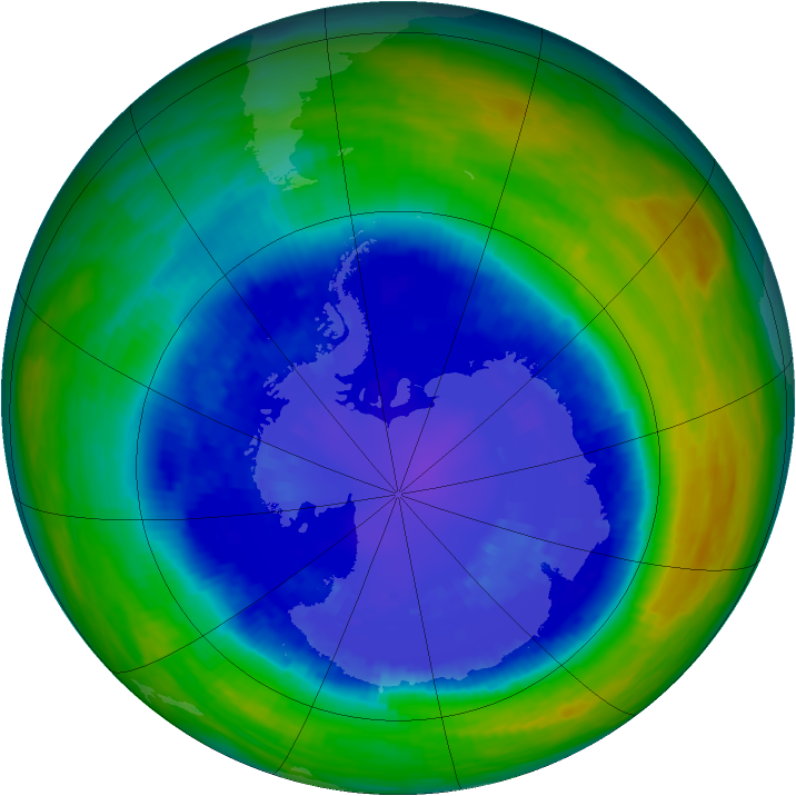 Antarctic ozone map for 09 September 1993